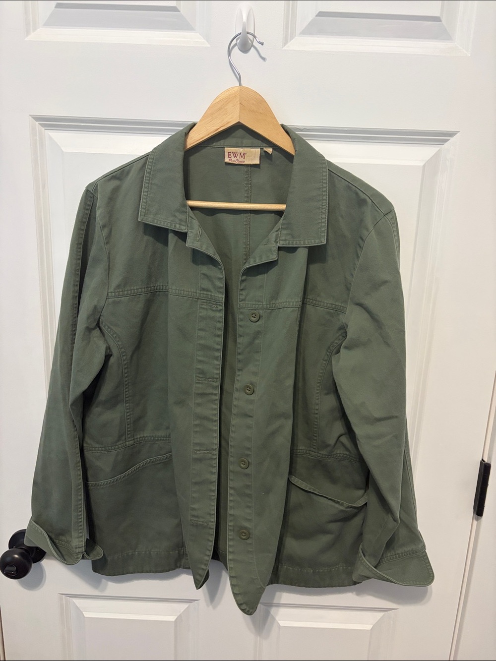 Olive Green EWM Classic Utility Jacket 100% Cotton Vintage British Brand